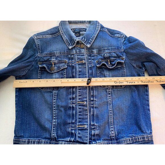 Rafaella Womens Denim Jacket Size 12 Stretch Button-Up Y2K Casual Cowgirl Grunge - Picture 5 of 11